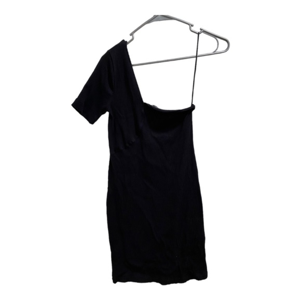 ZARA One Shoulder Bodycon‎ Dress Women's Size Medium, Ribbed Little Black Dress